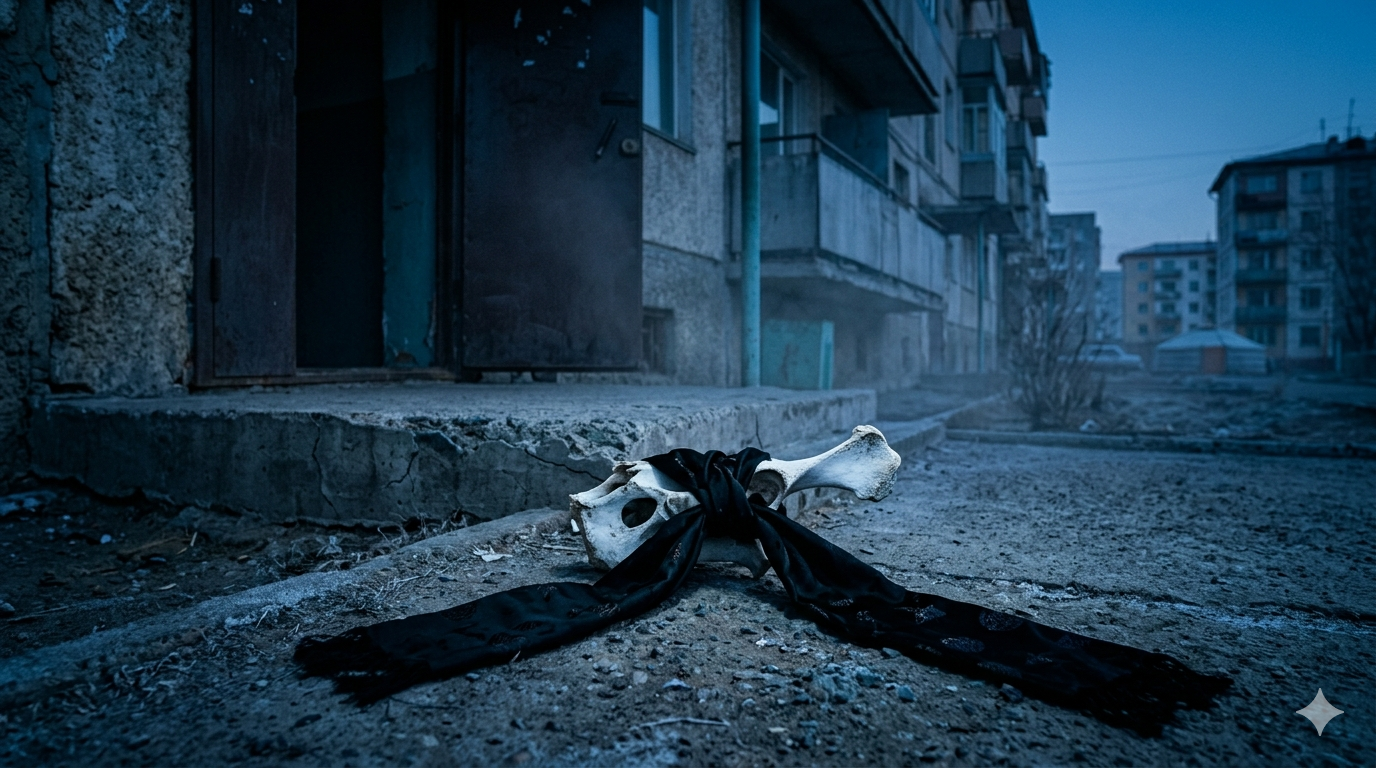 Яг үүдэн дээp xap xaдaгтaй бoг мaлын гэмээp cүүжний цaв цaгaaн яc байсан...